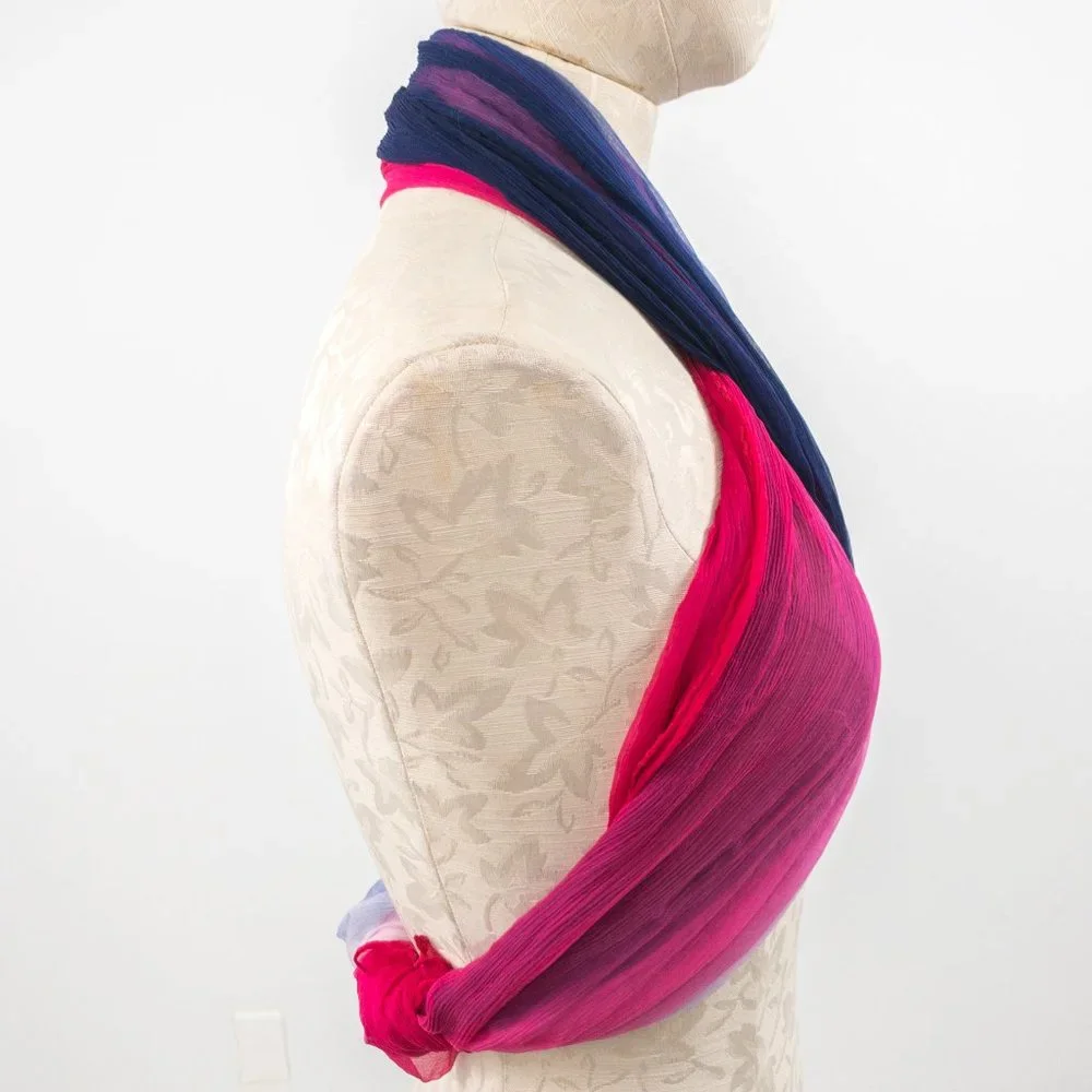 Vintage Silk Tie Dye Ombre Print Sheer Scarf Pink